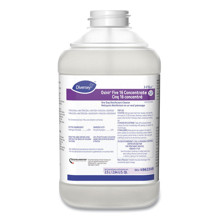 Oxivir Five 16 Concentrate One Step Disinfectant Cleaner, 84.5 oz Bottle, 2/Carton