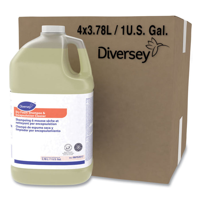 Dry Foam Shampoo and Encapsulation Cleaner, Floral Scent, Liquid, 1 gal, 4/Carton