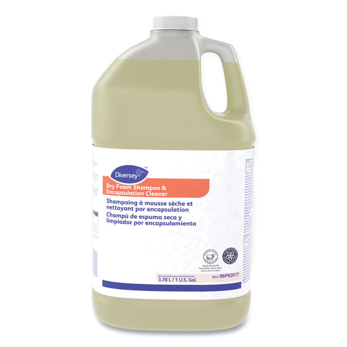 Dry Foam Shampoo and Encapsulation Cleaner, Floral Scent, Liquid, 1 gal, 4/Carton
