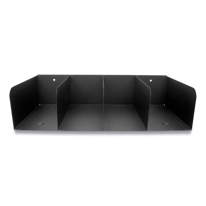 Cash Handling Organizer Bins, 4 Compartments, 16" x 8" x 4", Black