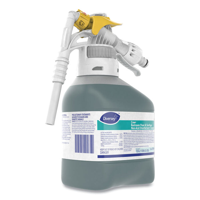 Crew Restroom Floor/Surface Non-Acid Disinfectant Cleaner, Fresh Scent, 50.7 oz Bottle, 2/Carton
