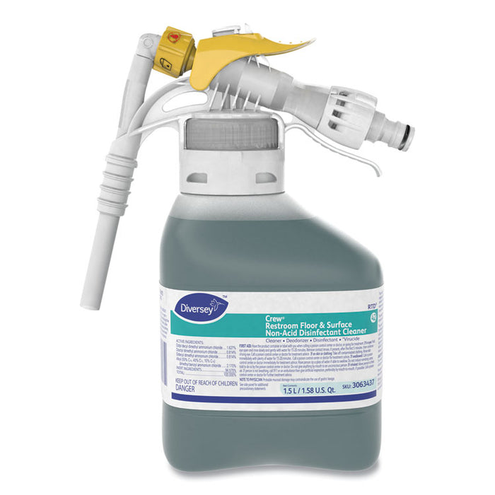 Crew Restroom Floor/Surface Non-Acid Disinfectant Cleaner, Fresh Scent, 50.7 oz Bottle, 2/Carton