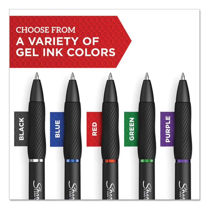 S-Gel High-Performance Gel Pen, Retractable, Fine 0.5 mm, Black Ink, Black Barrel, Dozen