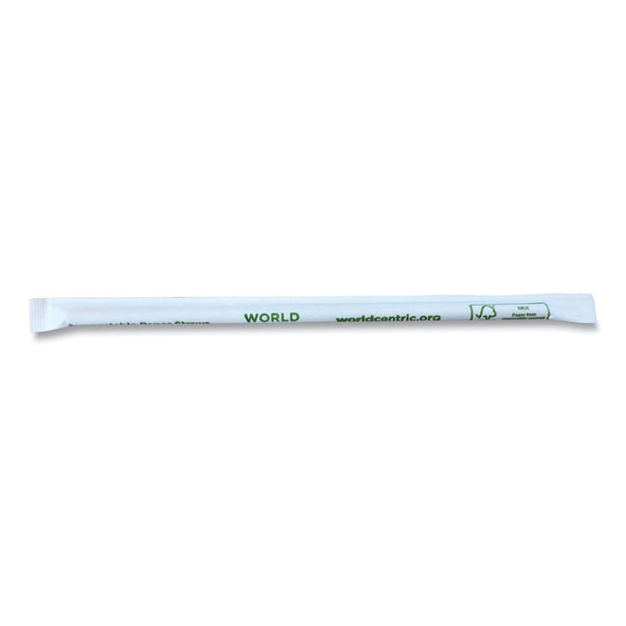 Sustainable Kraft Paper Straws, Wrapped, 8", Natural, 6,000/Carton
