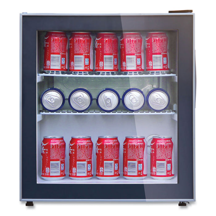 1.6 Cu. Ft. Refrigerator/Beverage Cooler, 18.25 x 17.25 x 20, Black/Platinum Trim Glass Door