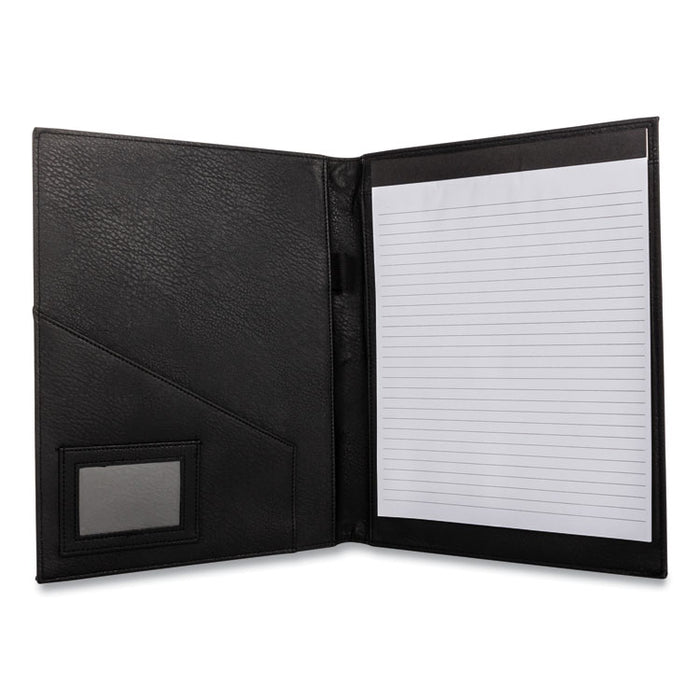 Faux-Leather Padfolio, 9 x 12 Pad, 9.75 x 12.5, Black