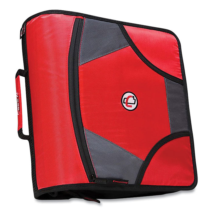 King Size Mighty Zip Tab Binder, 3 Rings, 4" Capacity, 11 x 8.5, Red