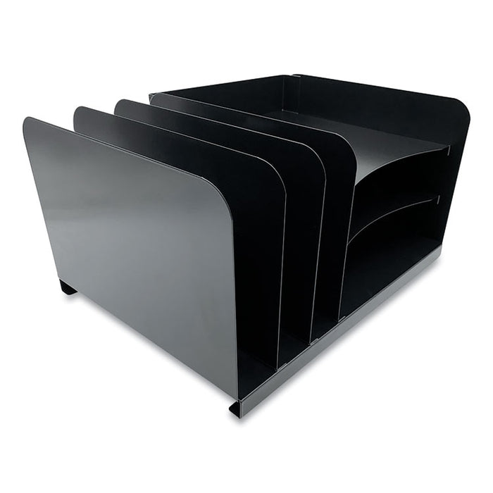 Steel Combination File Organizer, 6 Sections, Legal Size Files, 15 x 11 x 8, Black