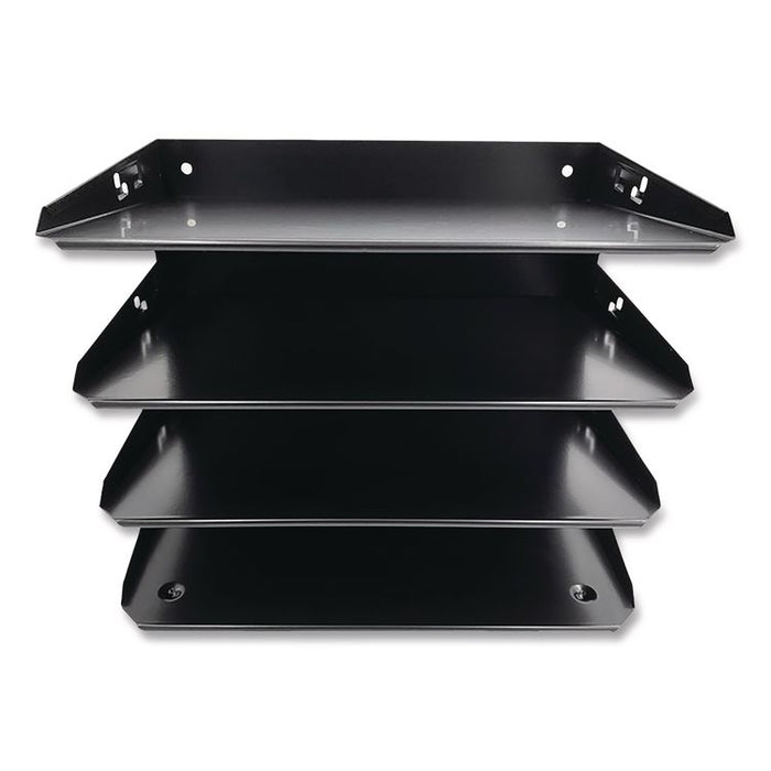 Steel Horizontal File Organizer, 4 Sections, Letter Size Files, 12 x 8.66 x 9, Black
