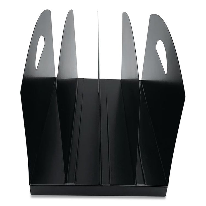 Steel Vertical File Organizer, Flat, 4 Sections, Letter Size Files, 7.25 x 12 x 7.25, Black