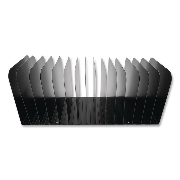 Steel Vertical File Organizer, Flat, 15 Sections, Letter Size Files, 16 x 6.25 x 6.5, Black