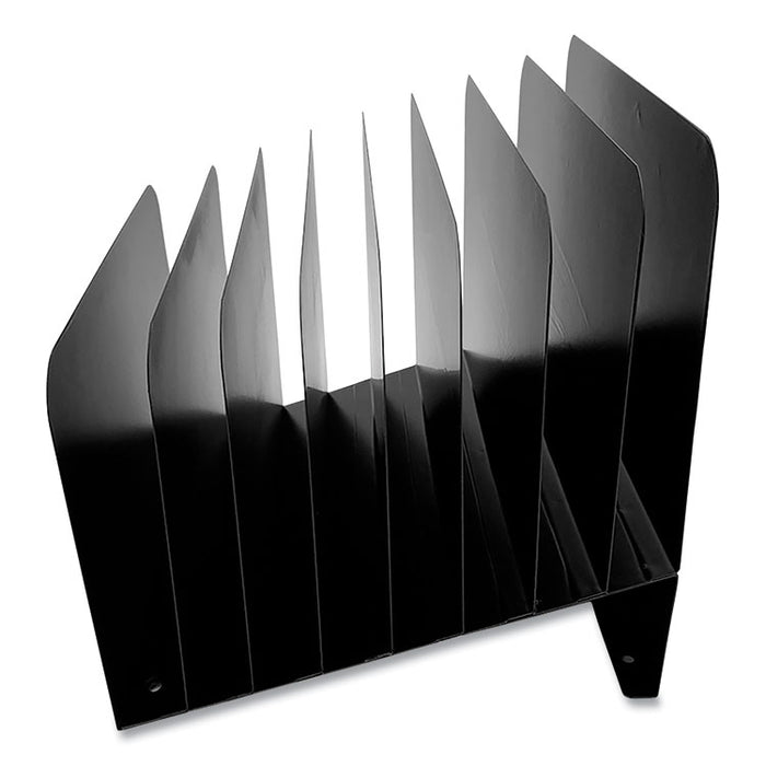 Steel Vertical File Organizer, Inclined, 8 Sections, Letter Size Files, 9.75 x 11 x 10, Black
