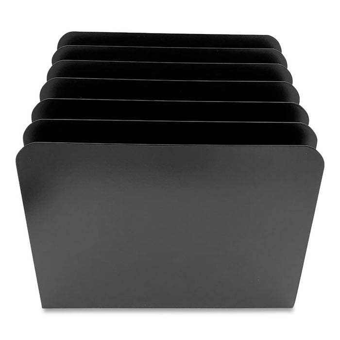 Steel Vertical File Organizer, Inclined, 6 Sections, Letter Size Files, 8 x 11 x 10.25, Black
