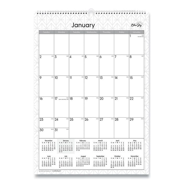 Enterprise Wall Calendar, Geometric Artwork, 12 x 17, White/Gray Sheets, 12-Month (Jan to Dec): 2026