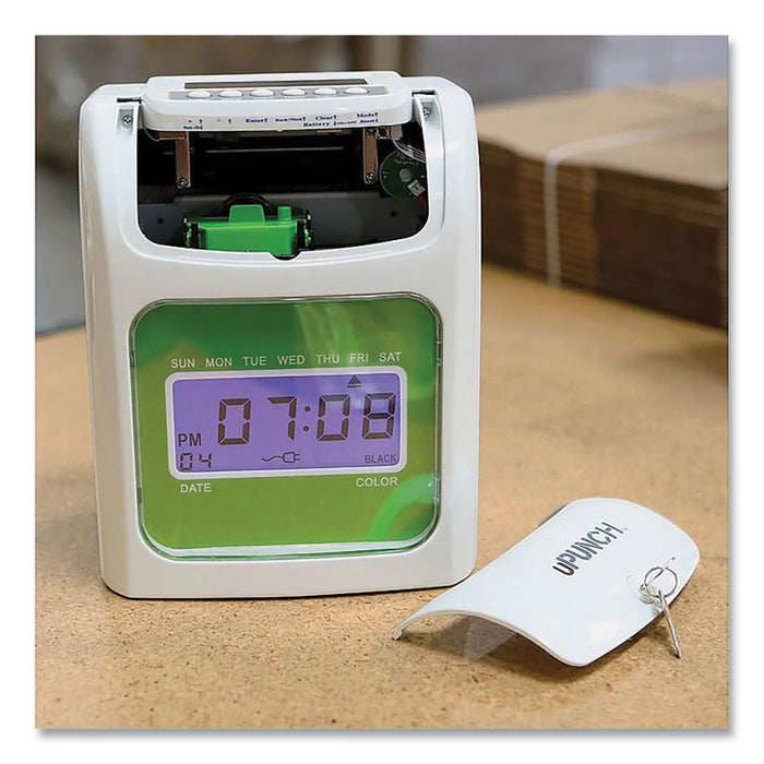 UB1000 Electronic Non-Calculating Time Clock Bundle, Digital Display, Beige/Green