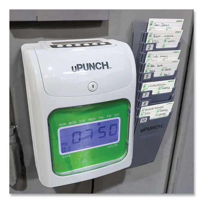 UB1000 Electronic Non-Calculating Time Clock Bundle, Digital Display, Beige/Green