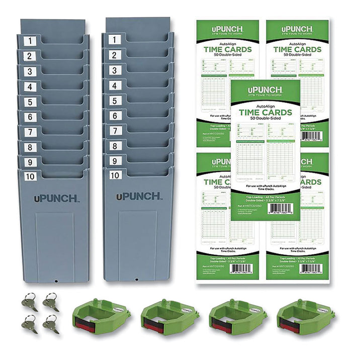 UB1000 Electronic Non-Calculating Time Clock Bundle, Digital Display, Beige/Green