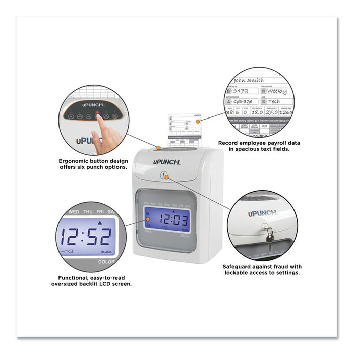 HN2500 Electronic Calculating Time Clock Bundle, Digital Display, Beige/Gray