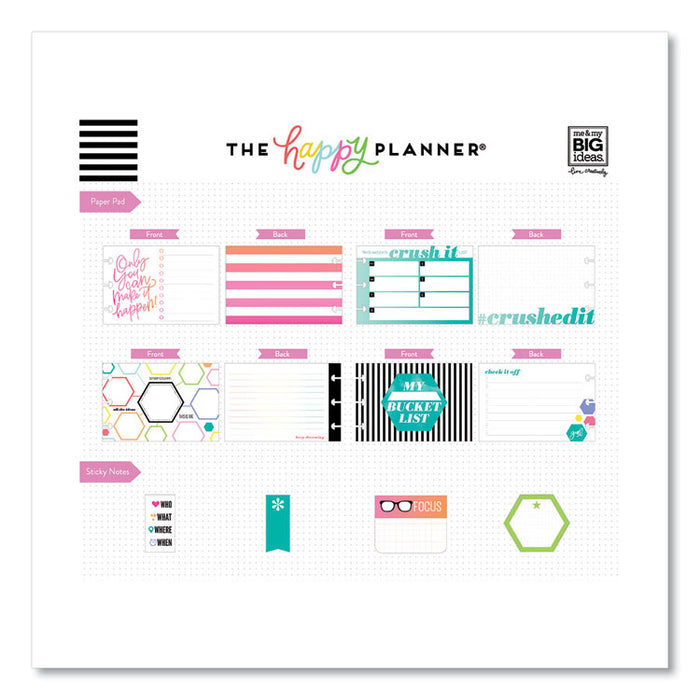 Productivity Multi Accessory Pack, (20) Double Sided Pre-Punched Cards, (20) Half Sheet Stickers, (3) Sticky Note Pads