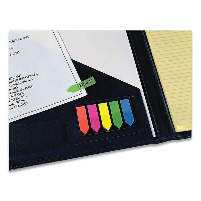 Removable Small Arrow Page Flags, Blue, Green, Orange Pink, Yellow, 125/Pack