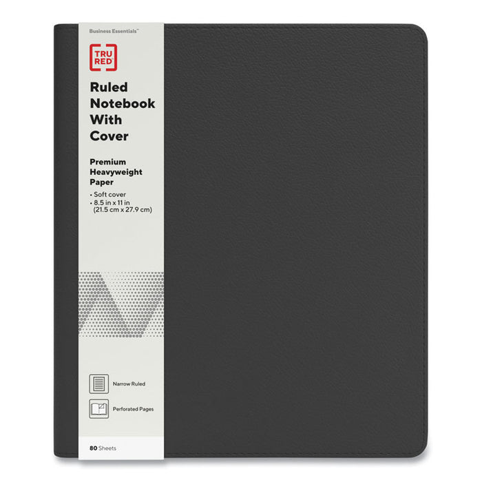 Soft-Cover Notebook Folio Set, 1-Subject, Narrow Rule, Black Cover, (80) 11 x 8.5 Sheets