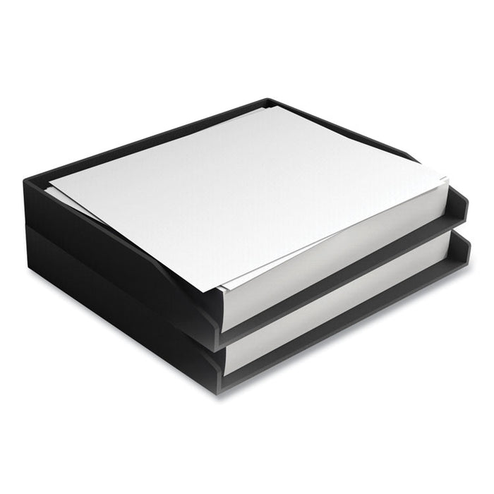 Side-Load Stackable Plastic Document Tray, 1 Section, Letter-Size, 12.24 x 9.8 x 1.75, Black, 2/Pack
