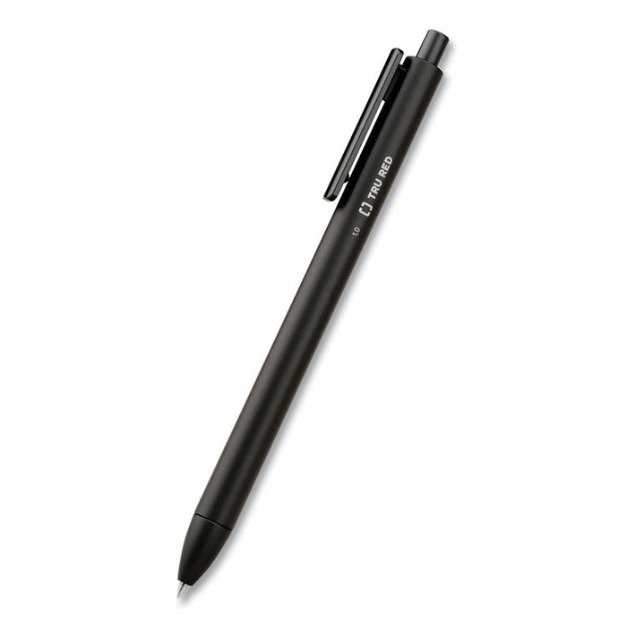 Quick Dry Gel Pen, Retractable, Bold 1 mm, Black Ink, Black Barrel, 5/Pack