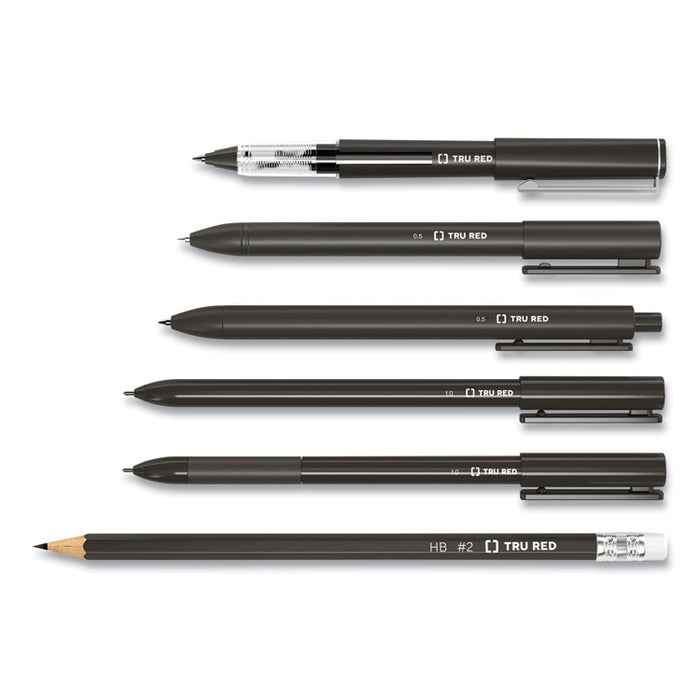 Quick Dry Gel Pen, Retractable, Fine 0.5 mm, Black Ink, Black Barrel, Dozen
