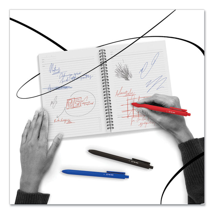 Quick Dry Gel Pen, Retractable, Bold 1 mm, Black Ink, Black Barrel, 5/Pack