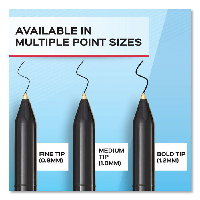 Write Bros. Ballpoint Pen, Stick, Bold 1.2 mm, Black Ink, Black Barrel, Dozen