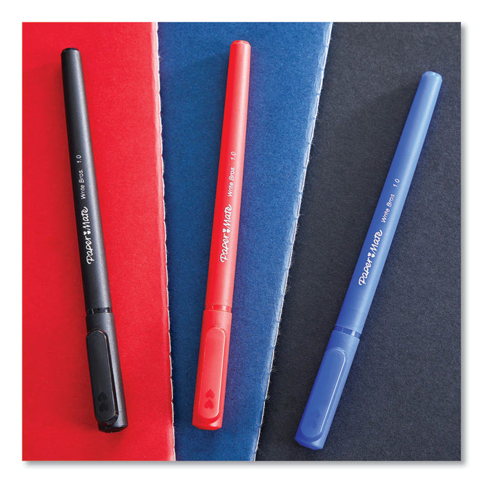 Write Bros. Ballpoint Pen, Stick, Bold 1.2 mm, Blue Ink, Blue Barrel, Dozen