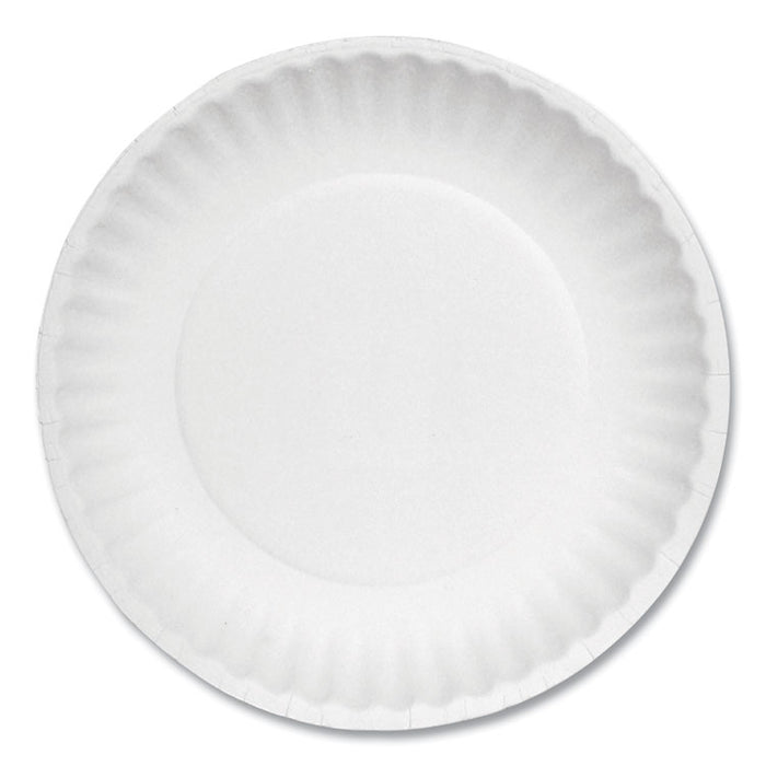 White Paper Plates, 6" dia, 100/Pack, 10 Packs/Carton