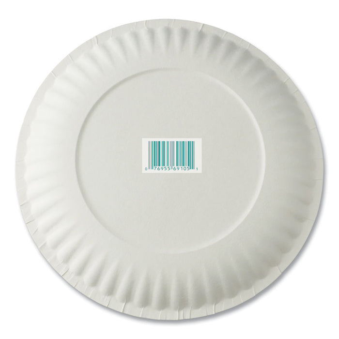White Paper Plates, 6" dia, 100/Pack, 10 Packs/Carton