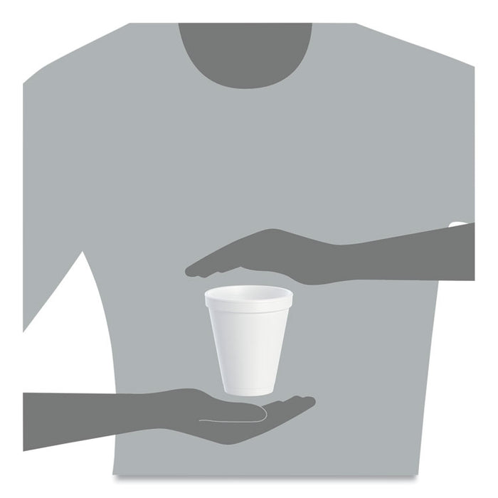 Foam Drink Cups, 12 oz, Squat, White, 1,000/Carton