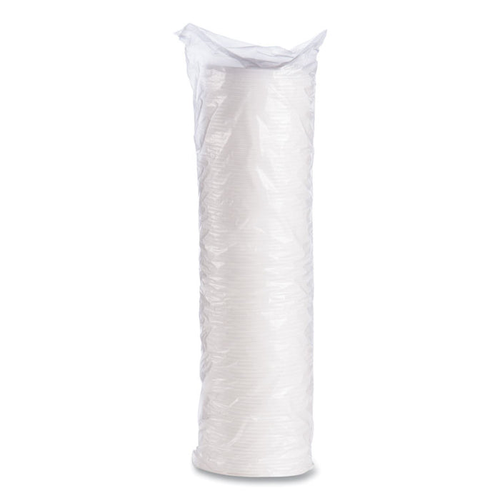 Plastic Lids for Foam Cups, Bowls and Containers, Vented, Fits 6 oz to 14 oz, White, 100/Pack, 10 Packs/Carton