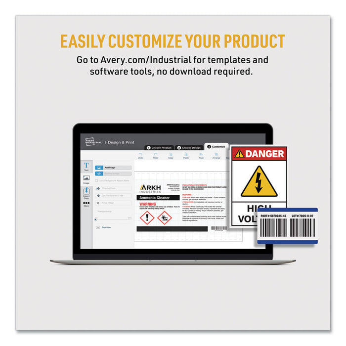 UltraDuty GHS Chemical Waterproof and UV Resistant Labels, 2 x 4, White, 10/Sheet, 50 Sheets/Box