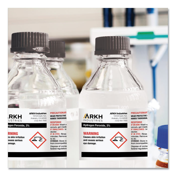 UltraDuty GHS Chemical Waterproof and UV Resistant Labels, 2 x 4, White, 10/Sheet, 50 Sheets/Box