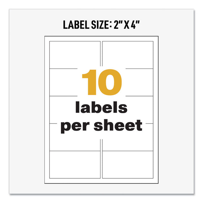 UltraDuty GHS Chemical Waterproof and UV Resistant Labels, 2 x 4, White, 10/Sheet, 50 Sheets/Box