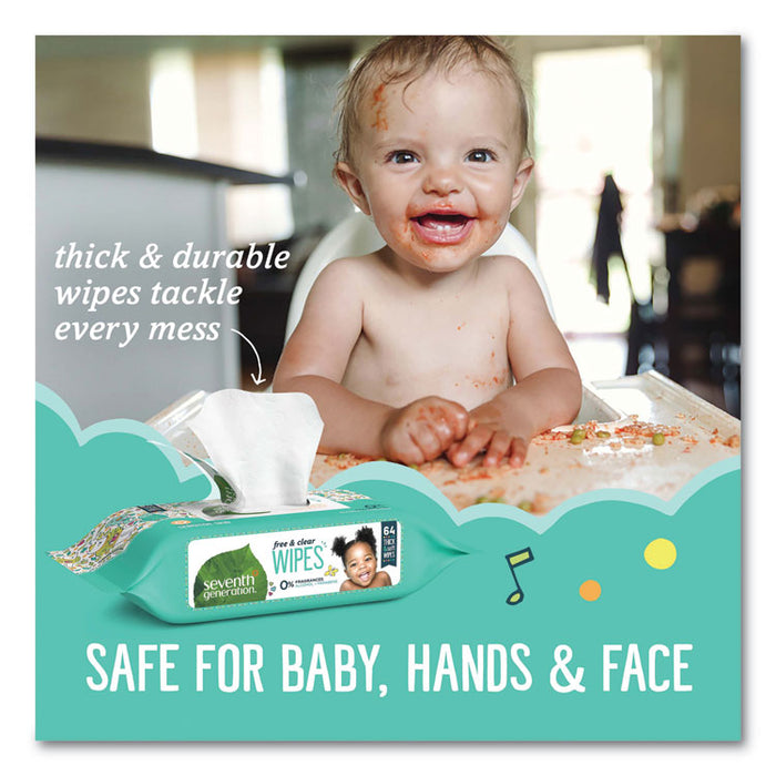 Free and Clear Baby Wipes, 7 x 7, Refill, Unscented, White, 256/Pack, 3 Packs/Carton