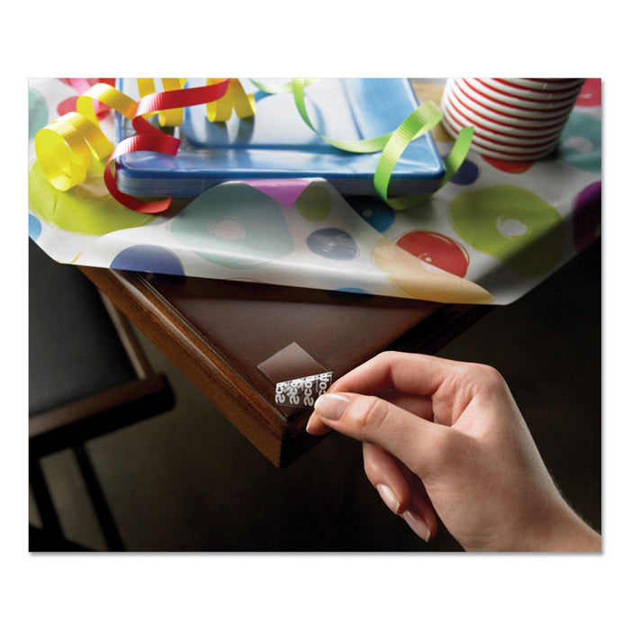 Restickable Mounting Tabs, Holds Up to 0.25 lb, 1" x 1", Clear, 18/Pack