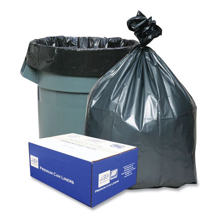 Can Liners, 60 gal, 1.55 mil, 39" x 56", Gray, 10 Bags/Roll, 5 Rolls/Carton