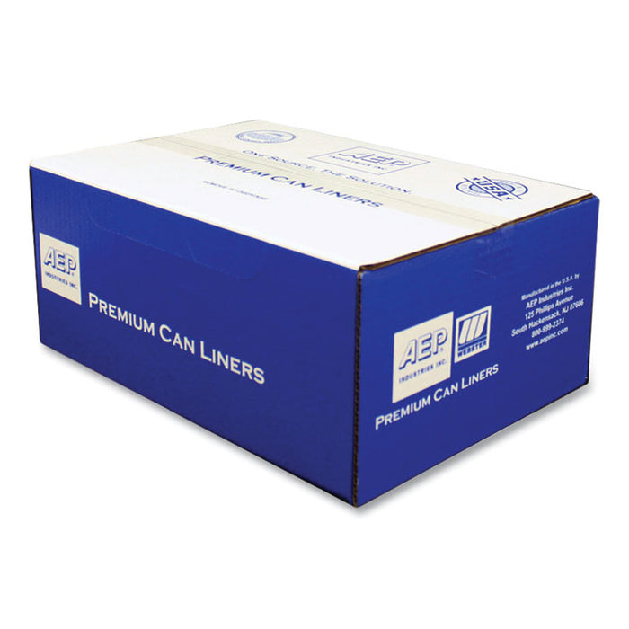 Can Liners, 60 gal, 1.55 mil, 39" x 56", Gray, 10 Bags/Roll, 5 Rolls/Carton
