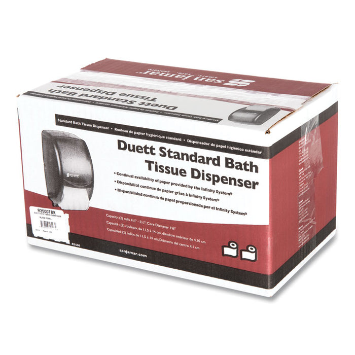 Duett Classic Standard Toilet Tissue Dispenser, 2 Roll, 7.5 x 7 x 12.75, Black Pearl