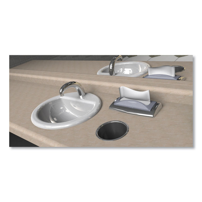 In-Counter Napkin Dispenser, 7 x 5.5 x 19.63, Stainless Steel/Clear