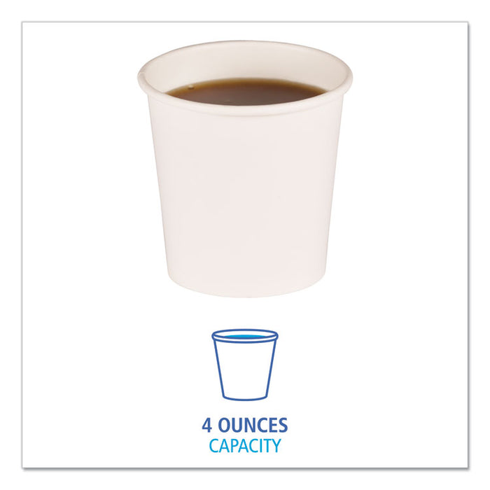 Paper Hot Cups, 4 oz, White, 50/Sleeve, 20 Sleeves/Carton