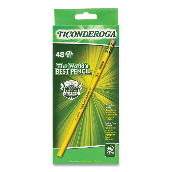 Pencils, HB (#2), Black Lead, Yellow Barrel, 48/Pack