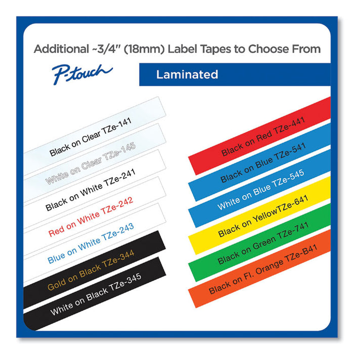 TZe Standard Adhesive Laminated Labeling Tape, 0.7" x 26.2 ft, Red on White