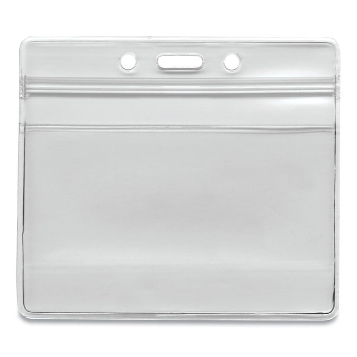 Resealable ID Badge Holders, Horizontal Orientation, Transparent Frost 4.13" x 3.75" Holder, 4" x 2.81" Insert, 50/Pack