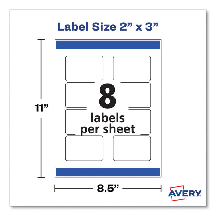 Print-to-the-Edge Labels with Sure Feed and Easy Peel, 2 x 3, Glossy Clear, 80/Pack