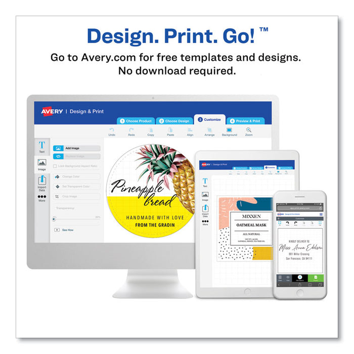 Print-to-the-Edge Labels with Sure Feed and Easy Peel, 2 x 3, Glossy Clear, 80/Pack
